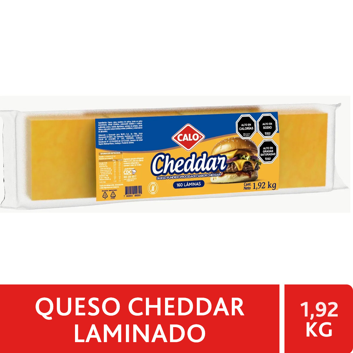 Queso Cheddar Laminado 2x1,92 kg
