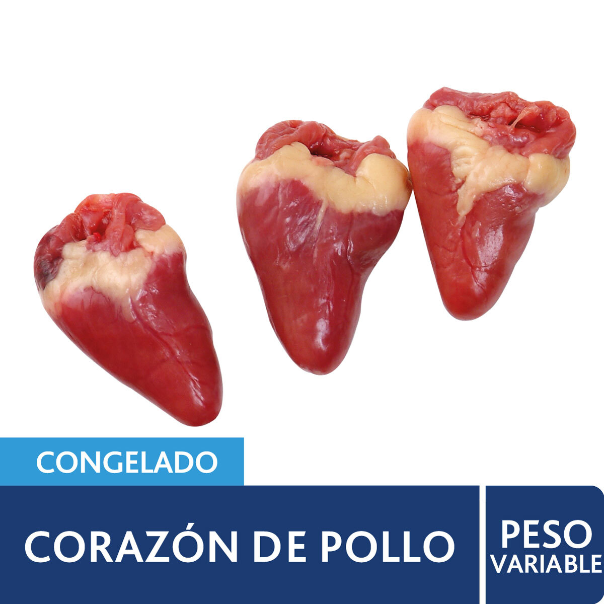 Corazón de pollo congelado.